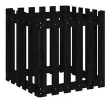 vidaXL Jardinière avec design de clôture noir 60x60x60 cm pin massif
