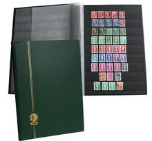 PERFECTA : Classeur fixe pour timbres (Grand modèle-Pages Noires-64p. Vert)
