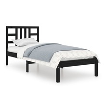 Vidaxl cadre de lit noir bois massif 75x190 cm petit simple