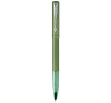 Parker vector xl stylo roller  laque verte métallisée sur laiton  recharge noire pointe fine  coffret cadeau