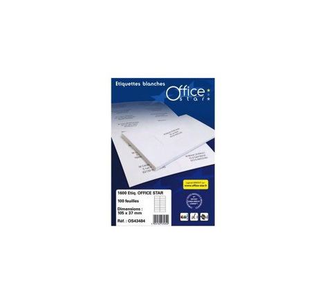OFFICE STAR Boite de 1600 étiquettes multi-usage blanches 105X37mm OS43484 AVERY ZWECKFORM