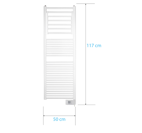 Radiateur sèche-serviette électrique 500w à inertie fluide blanc stendino 2-en-1 - thermostat électronique - détecteur fenêtre ouverte