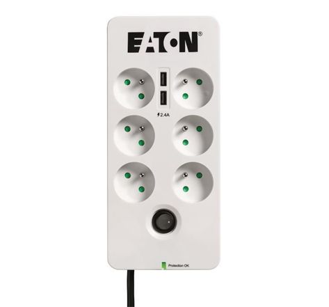 EATON Multiprises parafoudre USB Tel@ Protection Box (PB6TUF) - Prises françaises
