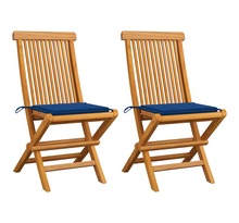 Vidaxl chaises de jardin avec coussins bleu royal 2 pcs bois de teck