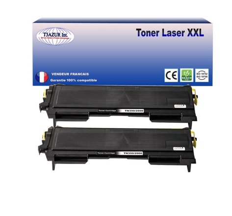 2 Toners compatibles avec Brother TN2000, TN2005 pour Brother FAX 2820, 2825, 2920 - 2 500 pages - T3AZUR