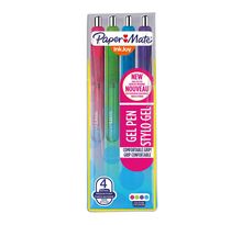 InkJoy® stylo à encre gel rétractable, pointe moyenne de 0,7 mm, couleurs d'encre assorties : Rose, vert citron, violet et bleu clair (paquet 4 unités)