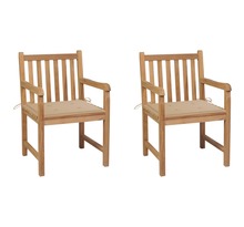 Vidaxl chaises de jardin 2 pcs avec coussins beige bois de teck massif