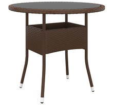 Vidaxl table de jardin ø80x75 cm verre trempé/résine tressée marron