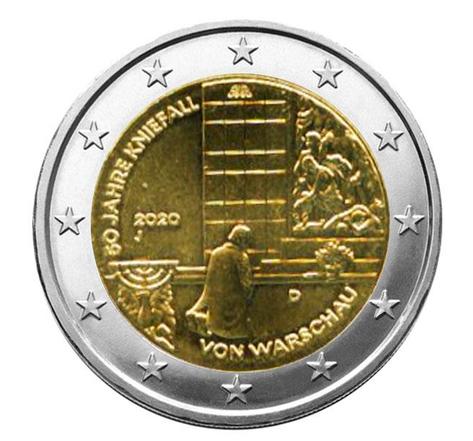 Pièce 2€ Commémorative 2020 : ALLEMAGNE (Génuflexion de Willy Brandt à Varsovie)