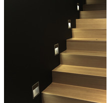 Balise led saillie carré 2w 220v 55° noire ip65 pour escalier - blanc chaud 2300k - 3500k - silamp
