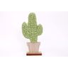Cactus laine + support bois 33 cm - Vert clair