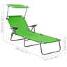 Vidaxl chaise longue avec auvent acier vert