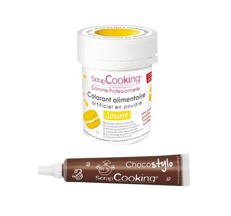 Colorant alimentaire jaune + stylo chocolat