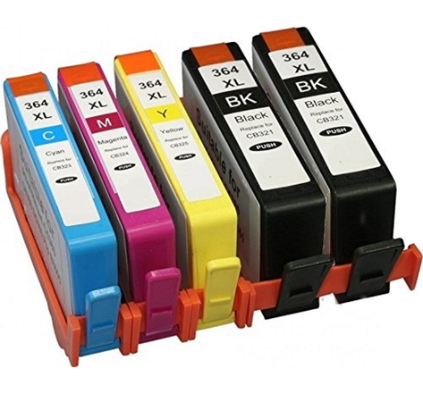 Pack de 5 cartouches compatibles hp364 pour imprimantes hp
