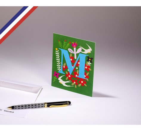 Carte simple Bouton d'or créée et imprimée en France - La lettre I