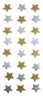 Sticker étoile pailletée argent, doré 18 mm x 24 pièces