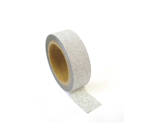 Masking tape à paillettes 1 5 cm x 5 m - argenté