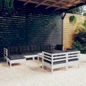 vidaXL Salon de jardin 10 Pièces avec coussins blanc bois de pin solide