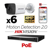 Kit vidéosurveillance 6 caméras Hikvision 4MP H265+ Motion Detection 2.0 vision de nuit 30 mètres EXIR 2.0