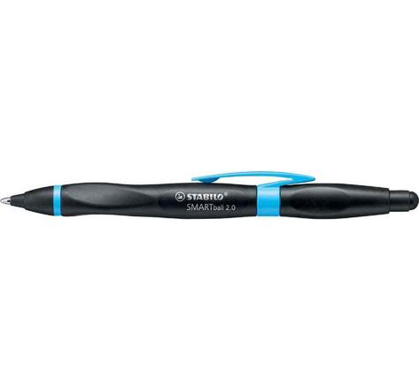 Stylo bille ergonomique Stylet SMARTball 2.0 droitier noir / bleu encre bleue STABILO