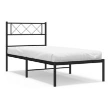 vidaXL Cadre de lit métal avec tête de lit noir 107x203 cm