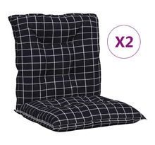 Vidaxl coussins de chaise à dossier bas lot de 2 noir à carreaux tissu