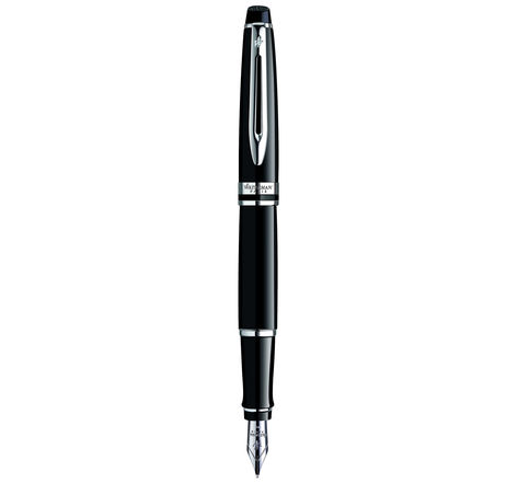 Waterman expert stylo plume laque noire  plume moyenne  cartouche encre bleue  coffret cadeau