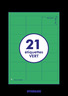 20 Planches A4 - 21 étiquettes 63,5 MM x 38,1 MM autocollantes vert par planche pour tous types imprimantes - Jet d'encre/laser/photocopieuse