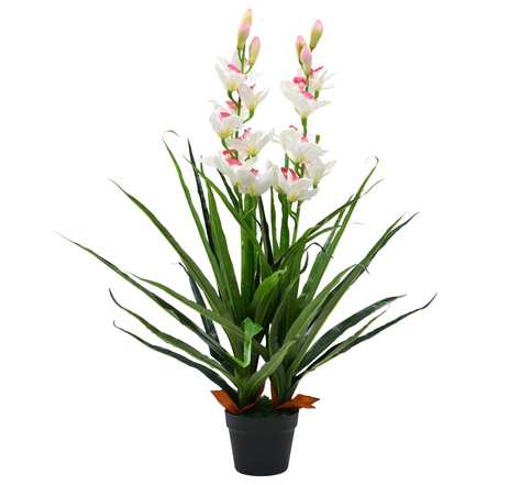 vidaXL Plante artificielle Orchidée Cymbidium avec pot 100 cm Vert