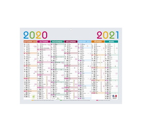 Calendrier scolaire 2020-2021 panneau cartonné multicouleurs