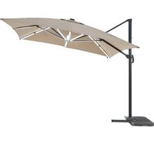 Parasol jardin déporté LED Alu "Sun 3 Luxe" - Carré - 3 x 3 m - Taupe