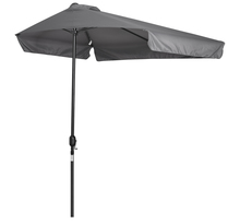 Demi parasol - parasol de balcon 5 entretoises métal dim. 2,3L x 1,3l x 2,49H m polyester haute densité gris
