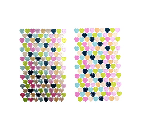 Loisirs Créatifs - 4 Planches Gommettes - Pastels et Métal - Forme : Coeurs