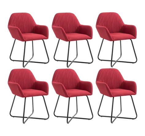 Vidaxl chaises à manger lot de 6 rouge bordeaux tissu