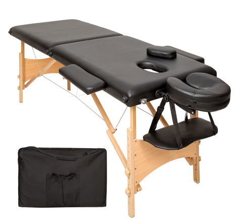 Tectake Table de massage pliante 2 Zones Bois, cosmétique, portable - noir