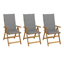 Vidaxl chaises pliables de jardin 3 pcs avec coussins bois d'acacia