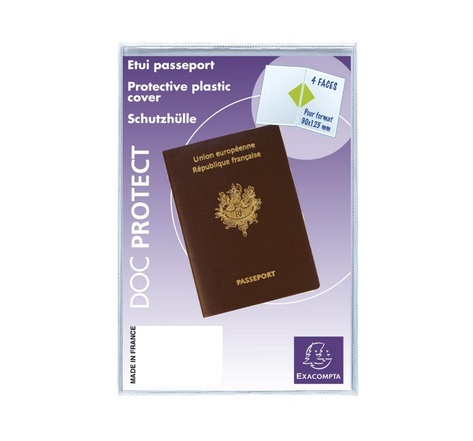 Exacompta : Etui de Protection 2 Volets Passeport Format 9 x 12.5 cm
