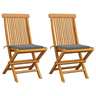 Vidaxl chaises de jardin avec coussins gris 2 pcs bois de teck massif