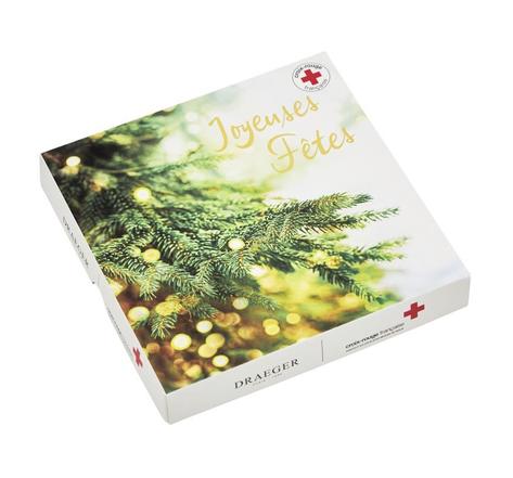 Lot de 6 cartes de voeux avec enveloppe, coffret Croix-rouge Joyeuses Fêtes - Sapin - Draeger paris