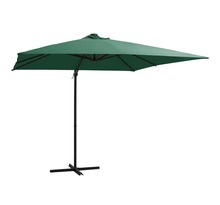 Vidaxl parasol déporté avec led et mât en acier 250x250 cm vert