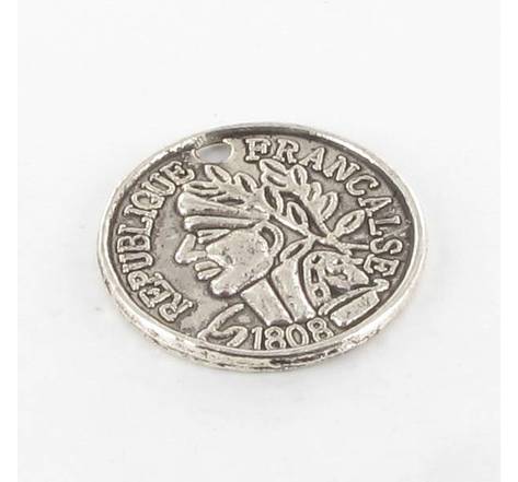 Breloque en métal pièce de monnaie (franc) 18mm argenté