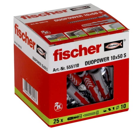 Fischer ensemble de chevilles avec vis duopower 10x50 s 25 pcs