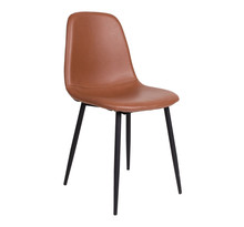 Chaise de salle à manger en cuir synthétique marron avec pieds noirs