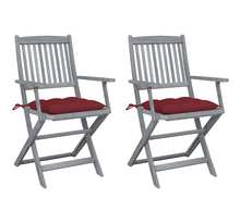 Vidaxl chaises pliables d'extérieur 2 pcs avec coussins bois d'acacia