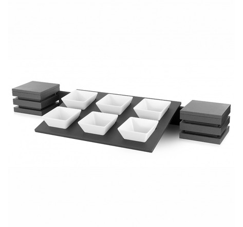 Kit présentoir buffet cubic® avec 6 bols carrés - pujadas - dm laquée et mélamine