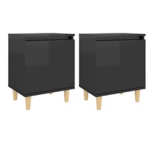 Vidaxl tables de chevet pieds en bois 2 pièces noir brillant 40x30x50 cm