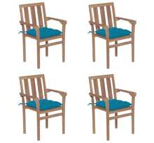 Vidaxl chaises de jardin empilables avec coussins 4 pcs teck solide