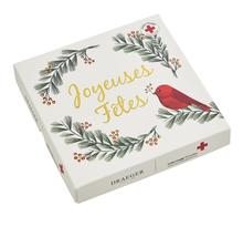 Lot de 6 cartes de voeux avec enveloppe, coffret Croix-rouge Joyeuses Fêtes - Or - Draeger paris