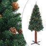vidaXL Sapin de Noël mince pré-éclairé et boules vert 150 cm PVC