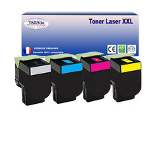 Lot de 4 Toners compatibles avec Lexmark CX310dn  CX310n (Noir+Couleur)